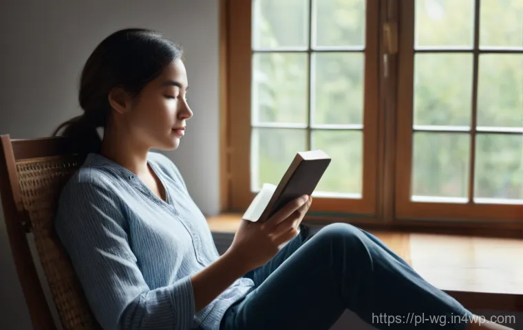 효과적인 아침 독서 루틴 만들기 - **Prompt:** A close-up shot of an adult, peacefully engrossed in reading a traditional paper book. T...