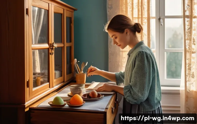 아침 루틴을 위한 자기 관리 전략 - A cozy and serene Polish bedroom scene in the early morning light, featuring a woman preparing her o...