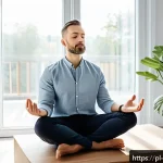 Home 20 아침 루틴을 위한 고객 성공 사례 - A modern Polish entrepreneur in a bright, stylish home office performing morning meditation and deep...